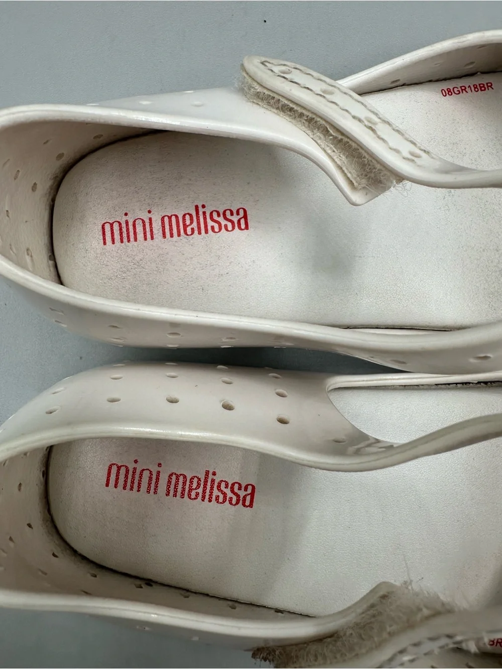 Mini Melissa Furadinha XII Mary Jane Jelly Flats Girls 10 White Floral